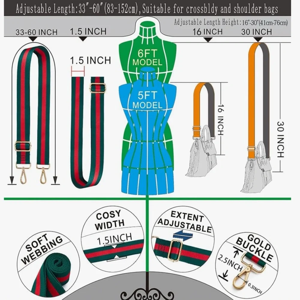 Crossbody Handbag Stripe canvas strap. - Picture 4 of 4